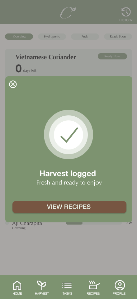 Harvest logged